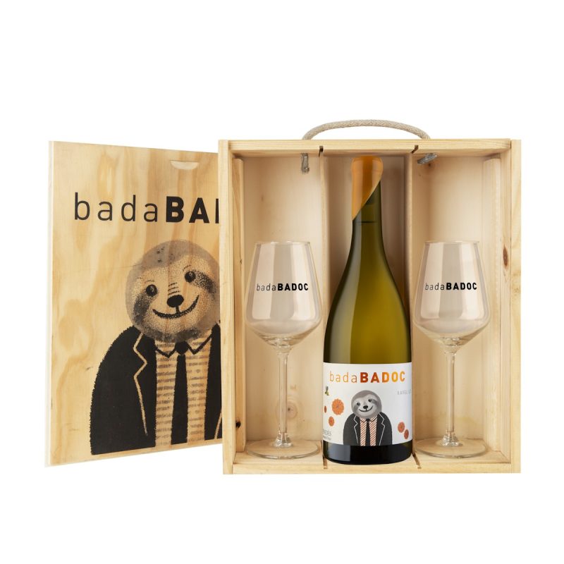 Lot badaBADOC DÚO (estoig de fusta + dues copes,)